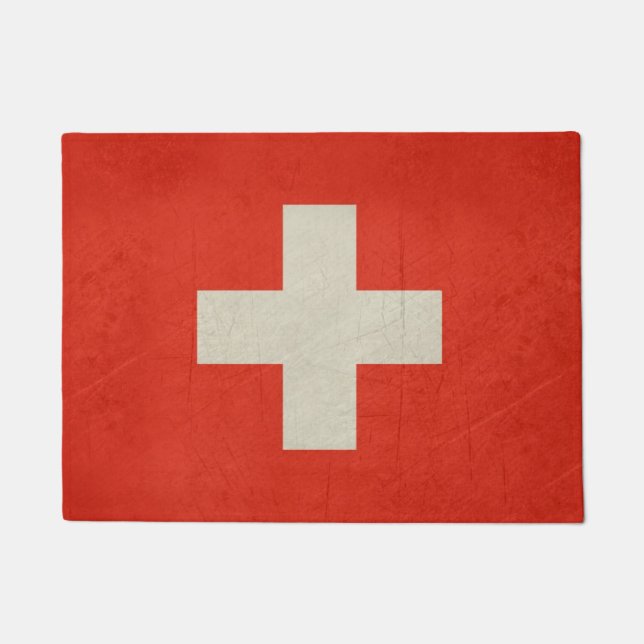 Grunge sovereign state flag of Switzerland Doormat (Front)