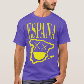 Grunge Spain Spanish X Eyes Smiling Face Yellow T-Shirt