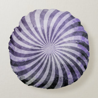 Grunge Spiral Burst Round Cushion