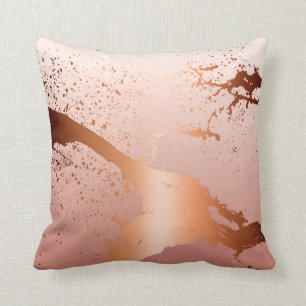 Grunge Splash Paint Splatter rose gold peach Cushion