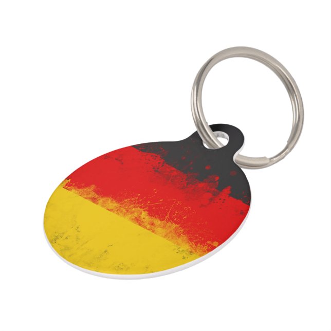 Grunge Splatter Painted Flag of Germany Pet Tag (Side)