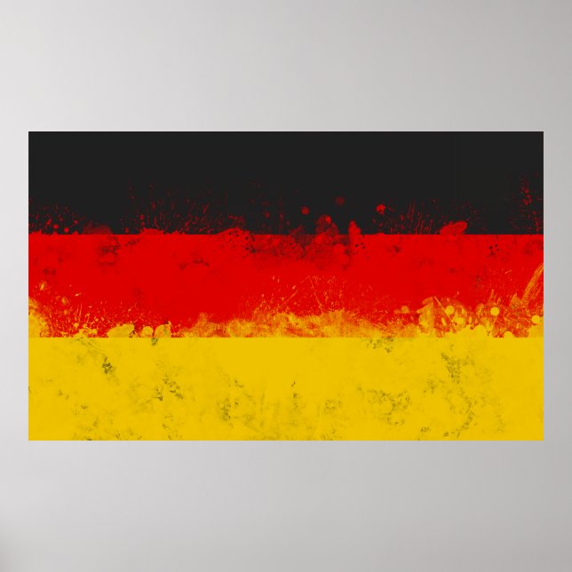 Grunge Splatter Painted Flag of Germany Poster (Front)