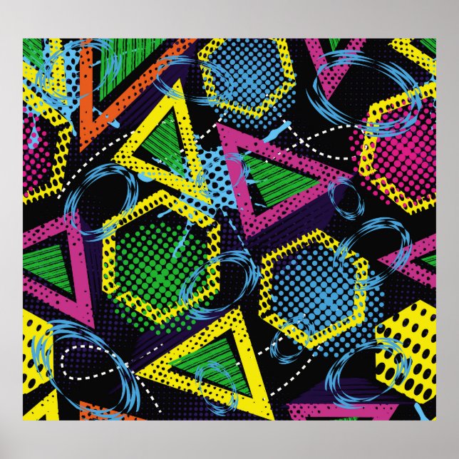 Grunge sport pattern, children's design. poster (Front)