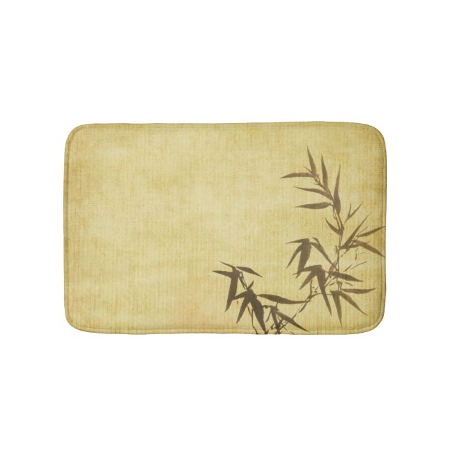 Grunge Stained Bamboo Paper Background Bath Mat (Front)