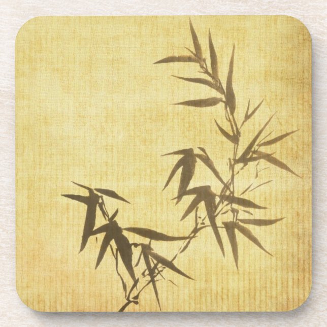 Grunge Stained Bamboo Paper Background Coaster (Front)