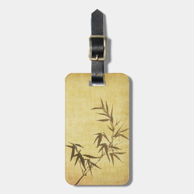 Grunge Stained Bamboo Paper Background Luggage Tag (Front Vertical)