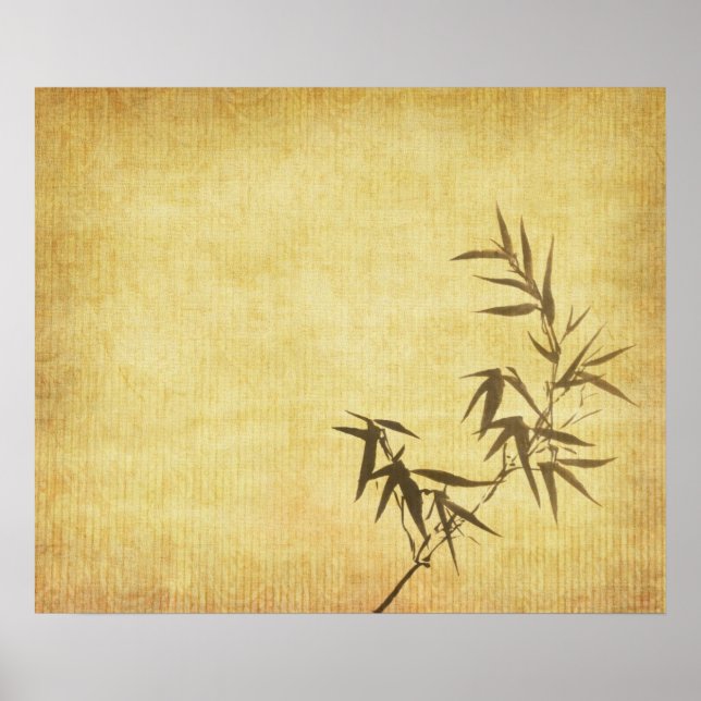 Grunge Stained Bamboo Paper Background Poster (Front)
