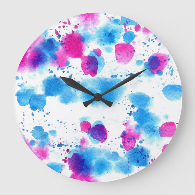 Grunge Stains Watercolor Texture Large Clock (Front)