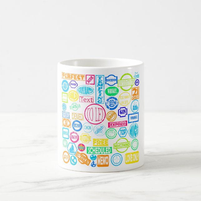 Grunge Stamp Collection Colourful Retro Text Coffee Mug (Creator Uploaded)