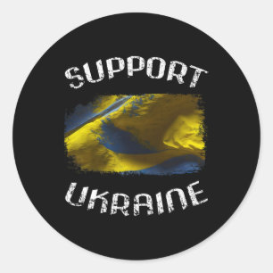 Grunge Stand With Ukraine Statement Piece For Supp Classic Round Sticker