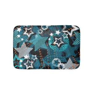 Grunge star pattern, playful children's design. bath mat