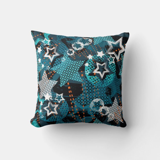 Grunge star pattern, playful children's design. cushion (Front)