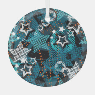 Grunge star pattern, playful children's design. glass tree decoration