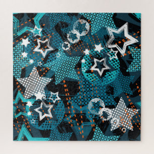 Grunge star pattern, playful children's design. jigsaw puzzle