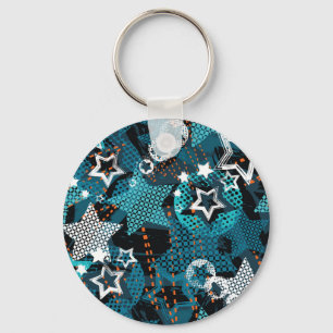 Grunge star pattern, playful children's design. key ring