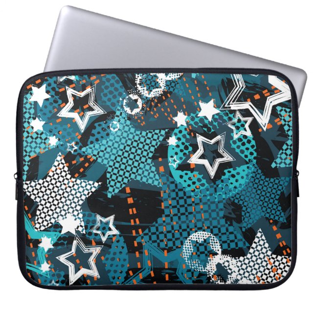 Grunge star pattern, playful children's design. laptop sleeve (Front)
