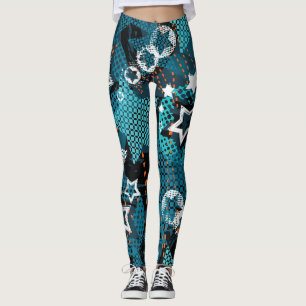 Grunge star pattern, playful children's design. leggings