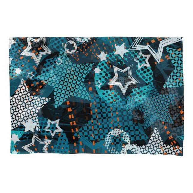 Grunge star pattern, playful children's design. pillowcase (Front)