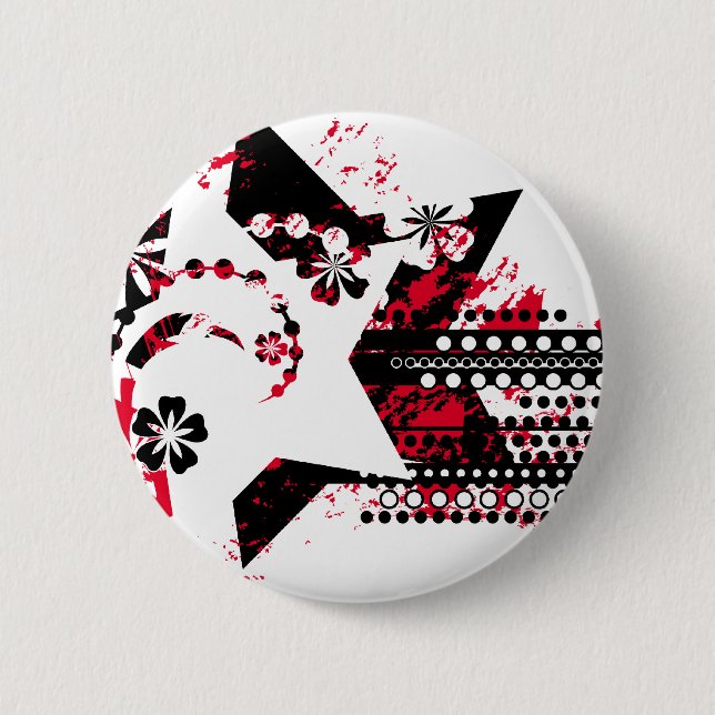 grunge stars 6 cm round badge (Front)