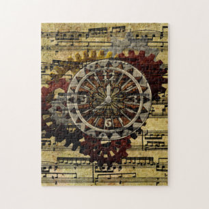 Grunge Steampunk Clocks and Gears Jigsaw Puzzle