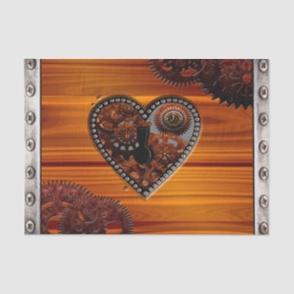 Grunge Steampunk Clocks and Gears Key Heart Box Tissue Paper