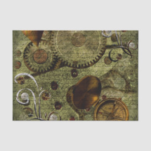 Grunge Steampunk Clocks and Gears Tissue Paper
