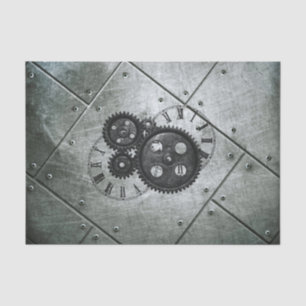 Grunge Steampunk Clocks and Gears Tissue Paper