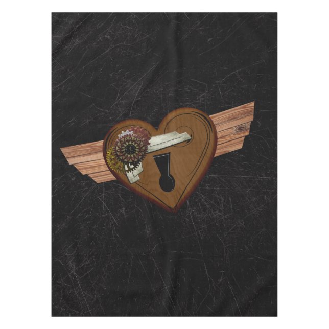 Grunge Steampunk Heart Tablecloth (Front)