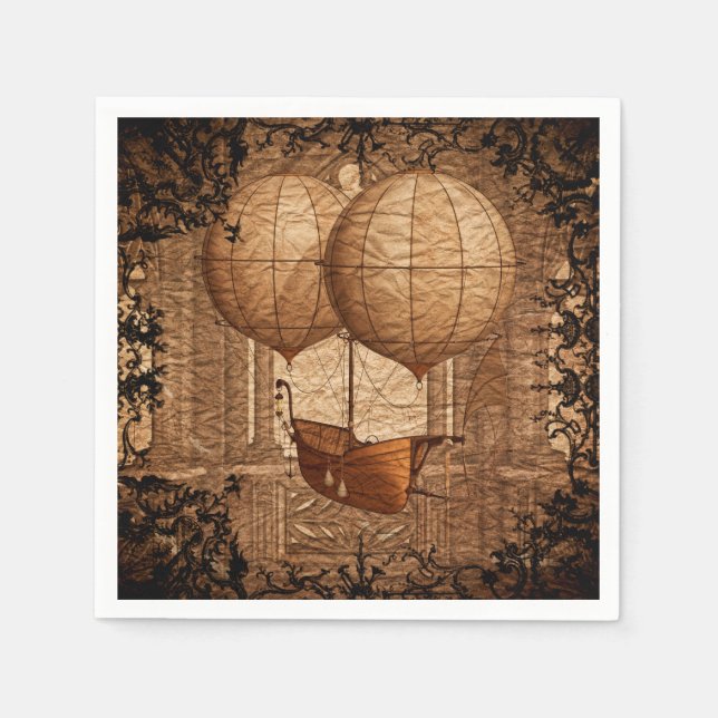 Grunge Steampunk Victorian Airship Napkin (Front)