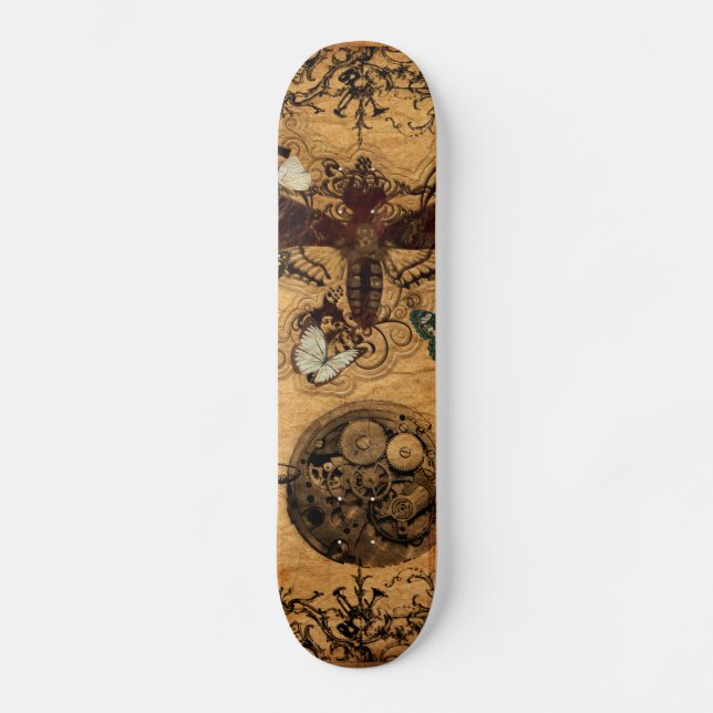 Grunge Steampunk Victorian Butterfly Skateboard (Front)