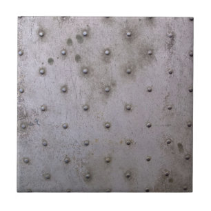 Grunge Steel Sheet with Rivets Ceramic Tile