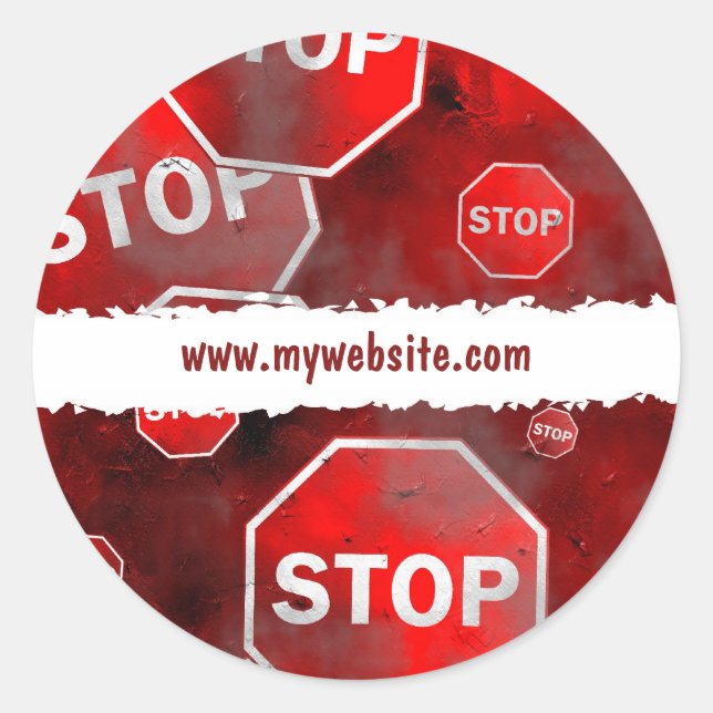 Grunge Stop Signs Classic Round Sticker (Front)