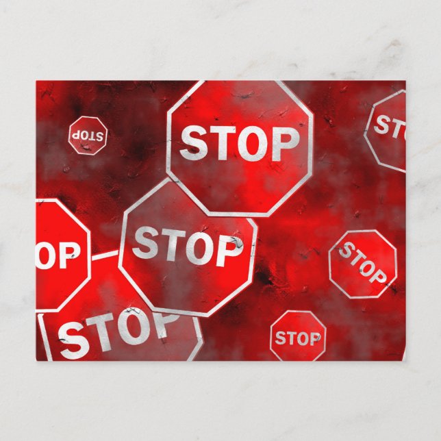 Grunge Stop Signs Postcard (Front)