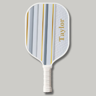 Grunge Stripe and Brick Design Modern Monogram Pickleball Paddle