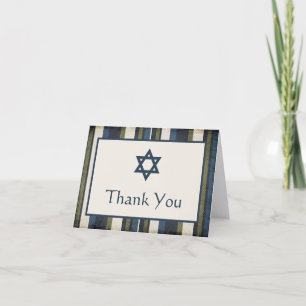 Grunge Stripes Bar Mitzvah Thank You Card