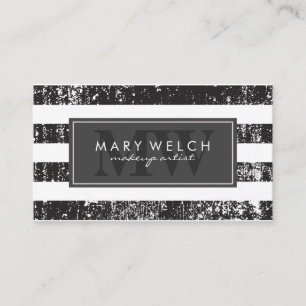 Grunge Stripes Monogram (appointment card) Appointment Card
