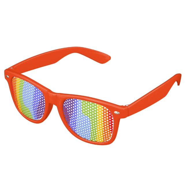 Grunge Stripes Pattern - chakra rainbow colours Retro Sunglasses (Angled)