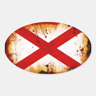 Grunge Style Alabama Flag Oval Sticker