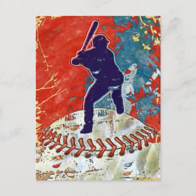 Grunge Style Baseball Design Postcard (Front)