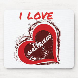 Grunge Style I Love My Girlfriend Heart Design Mouse Pad