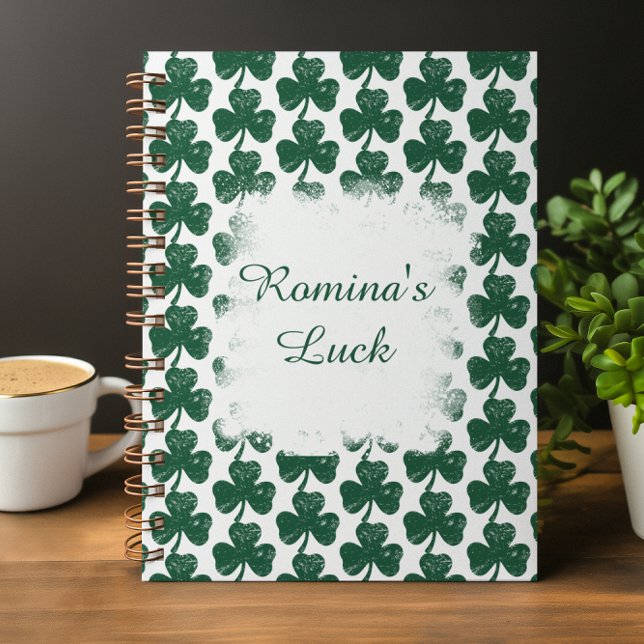 Grunge-Style Irish Clover personalised Notebook (Grunge-Style Irish Clover personalized Notebook)