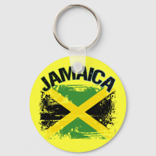 Grunge Style Jamaica Flag Design Key Ring