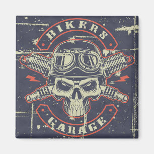 Grunge Style Motorcycle Design Magnet