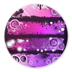 Grunge Style Music Banner 3 Ceramic Knob