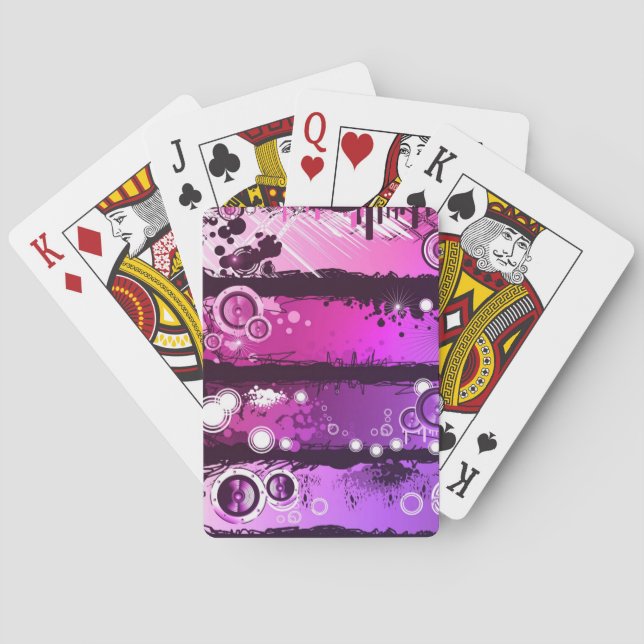 Grunge Style Music Banner 3 Playing Cards (Back)
