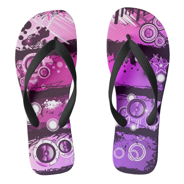 Grunge Style Music Banner 3 Thongs (Footbed)