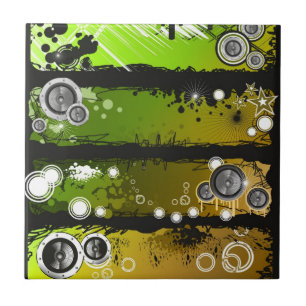 Grunge Style Music Banner Ceramic Tile