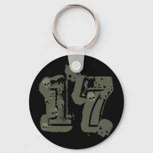 GRUNGE STYLE NUMBER 17 WITH SKULLS KEY RING