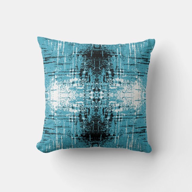 Grunge Style Teal Abstract. Cushion (Front)