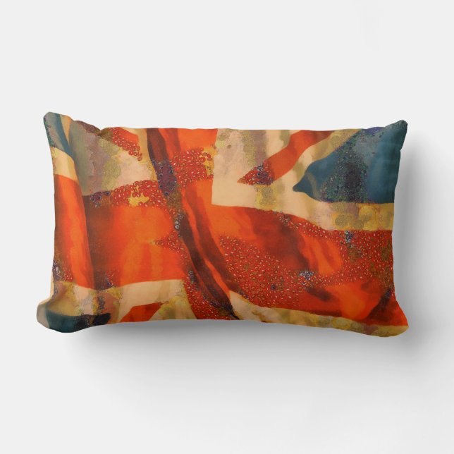 Grunge Style Union Jack British Flag Illustration Lumbar Cushion (Front)